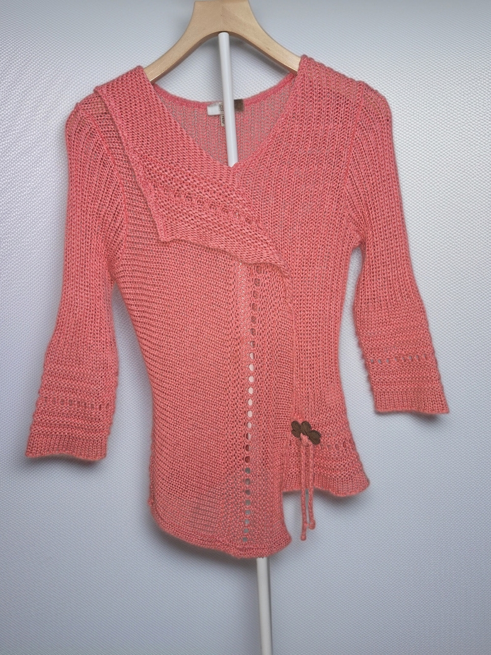Vintage, Belamie Women's Coral Knit Asymmetric Cardigan Knit Sweater W Toggle- M
